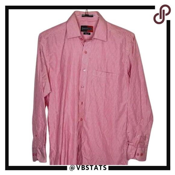 Medium (39 cm) Peter England Red-White LS Shirt - Picture 1 of 4